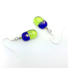 Load image into Gallery viewer, Cobalt &amp; Lime Translucent Earrings
