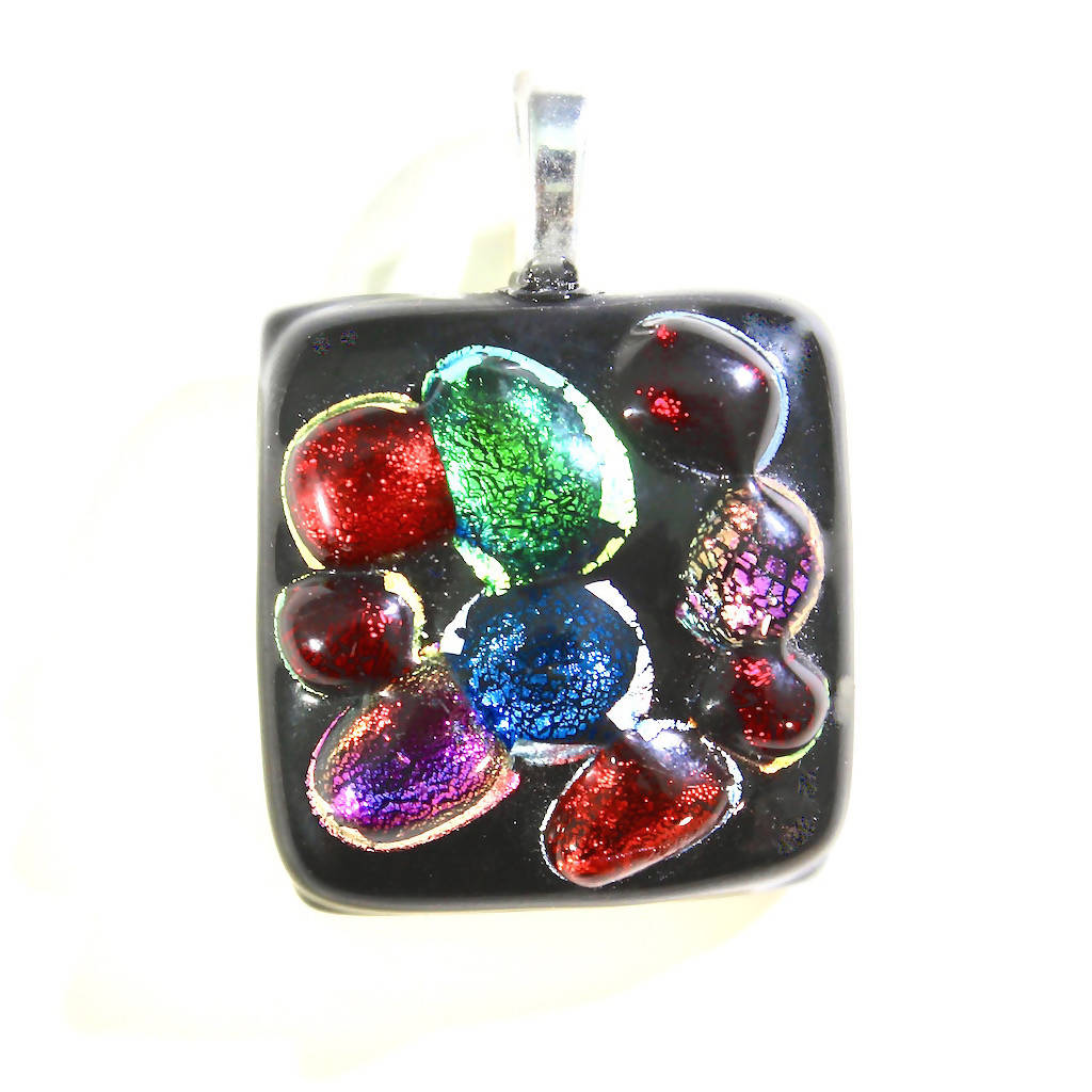 Fused Glass Pendant -- Nubby Vintage