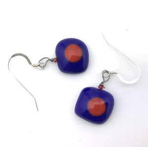 Red Dot Earrings - Cobalt