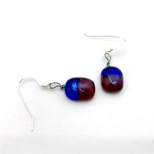 Cobalt & Red Translucent Earrings