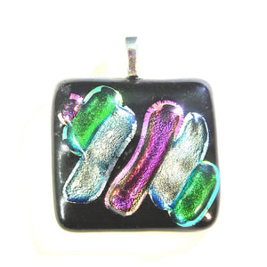 Fused Glass Pendant -- Molten Streaks