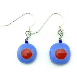 Red Dot Earrings - Blue