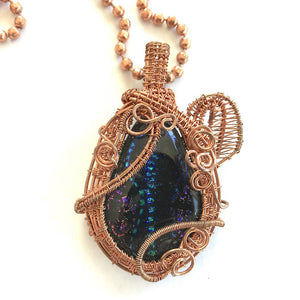 Copper-woven Fused Glass Necklace