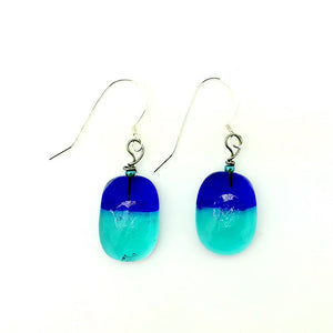 Cobalt & Teal Translucent Earrings