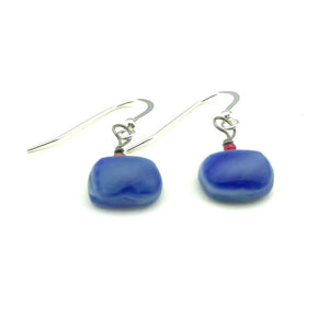 Dangle Earrings -- Upcycled Opaque Blue Glass